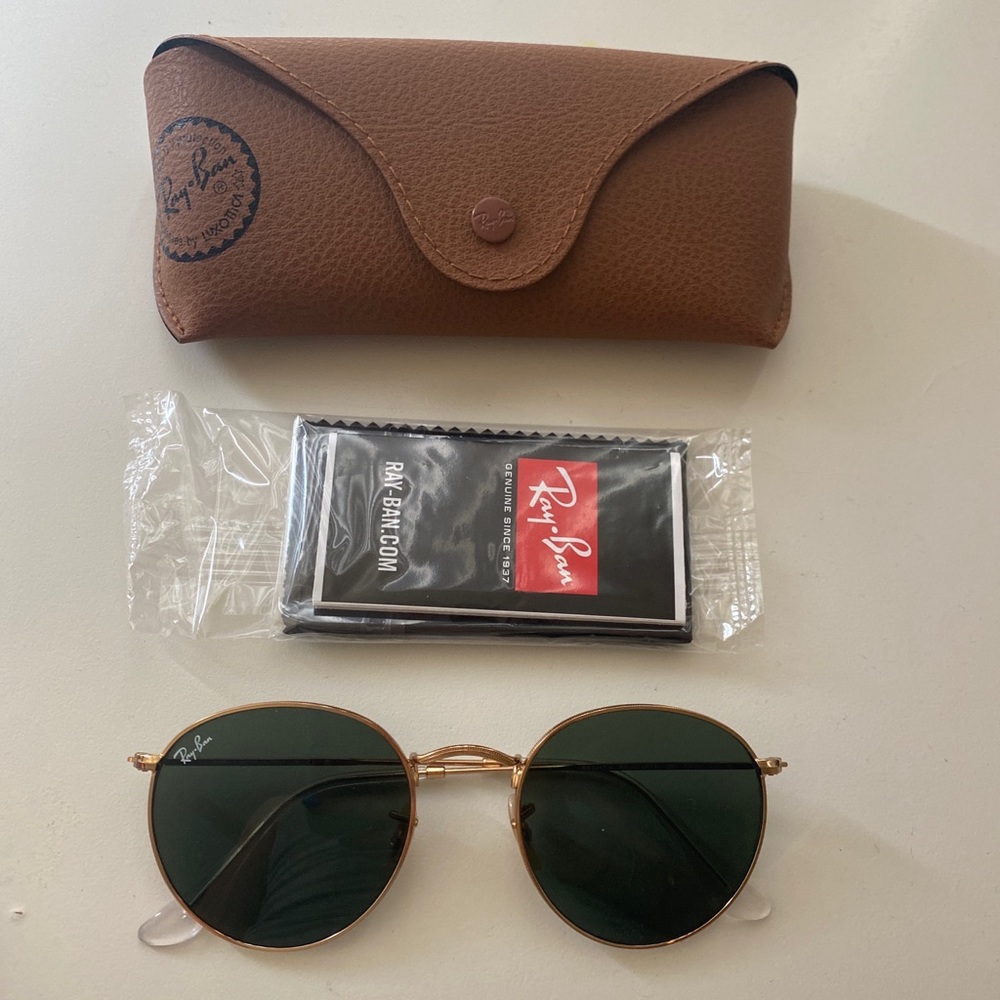 Ray-Ban RB 3447N 001c Sunglasses Round green and gold